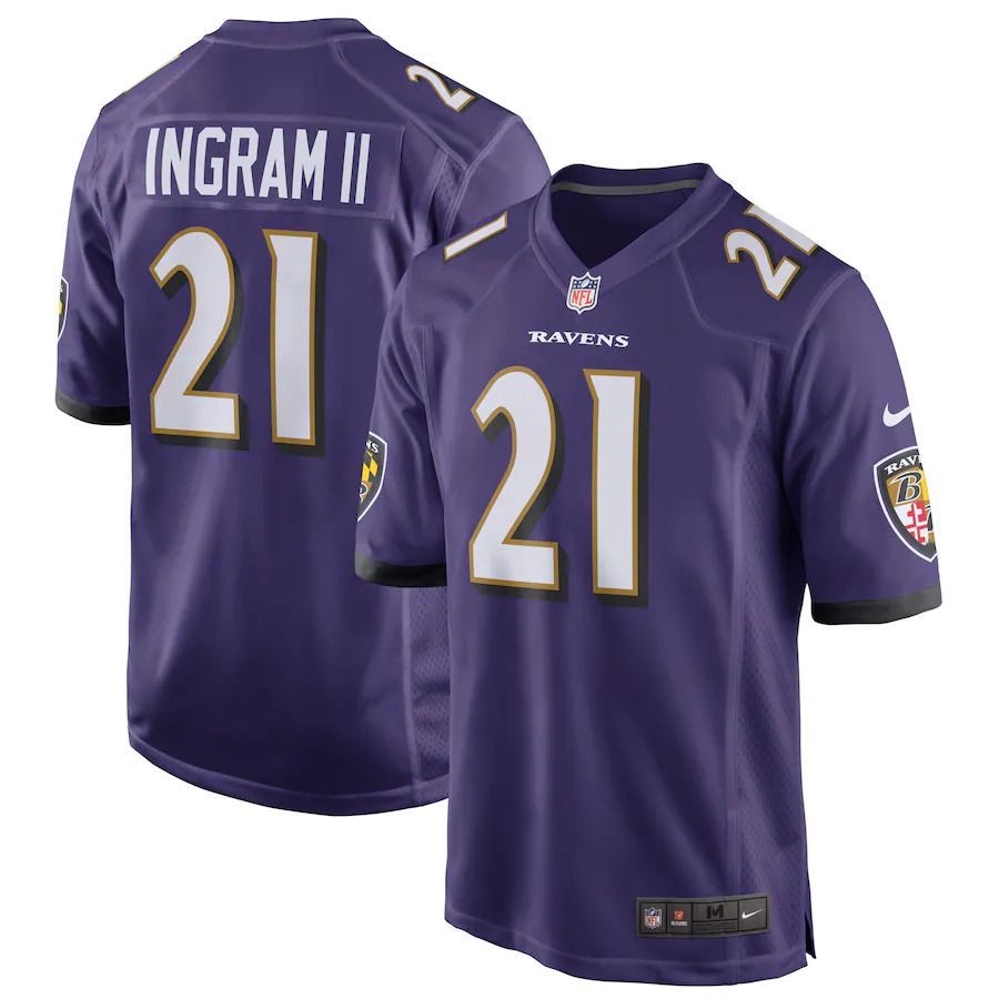 Men Baltimore Ravens #21 Mark Ingram Nike Purple Game Player NFL Jersey->baltimore ravens->NFL Jersey